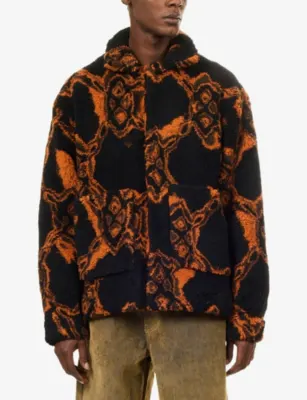 DAILY PAPER Burned Shield Fleece Jacket in BLACK, additional product view 3
