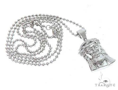 RINA - For Him FACTORY Jesus Diamond White Gold Pendant 65222 in White Gold / 18 Inches – Pendant Set