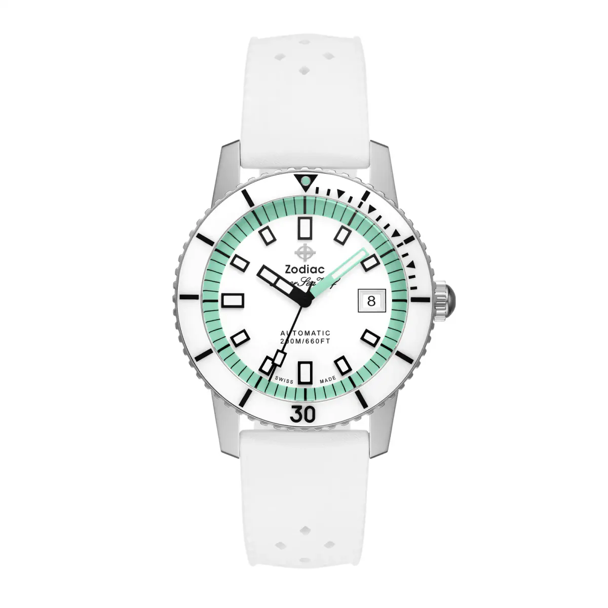 Zodiac Compression Diver Automatic White Rubber Watch