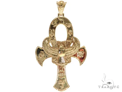 RINA - For Him FACTORY Large 14K Yellow Gold For Him's Mystique Ankh Cross Crucifix 57694 in Rose Gold – Pendant