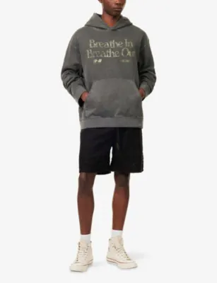 HONOR THE GIFT Breathe In Logo-Print Cotton Hoody detail 2