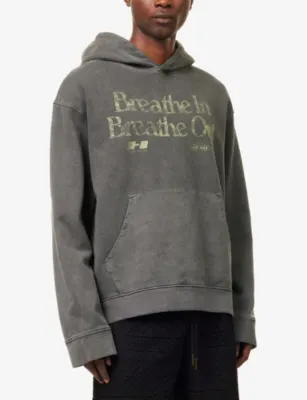 HONOR THE GIFT Breathe In Logo-Print Cotton Hoody detail 3
