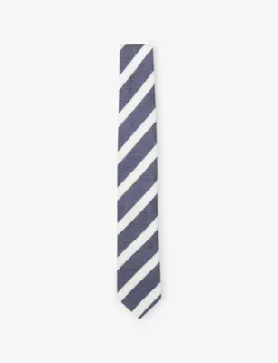 BOSS Striped Linen And Silk-Blend Tie