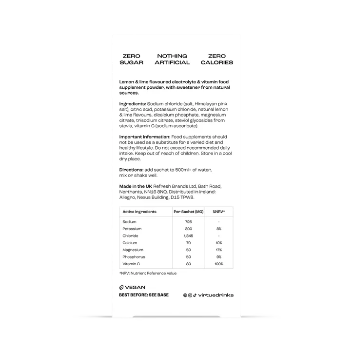 Virtue Electrolytes Hydration - Lemon Lime 12 Sachets detail 2