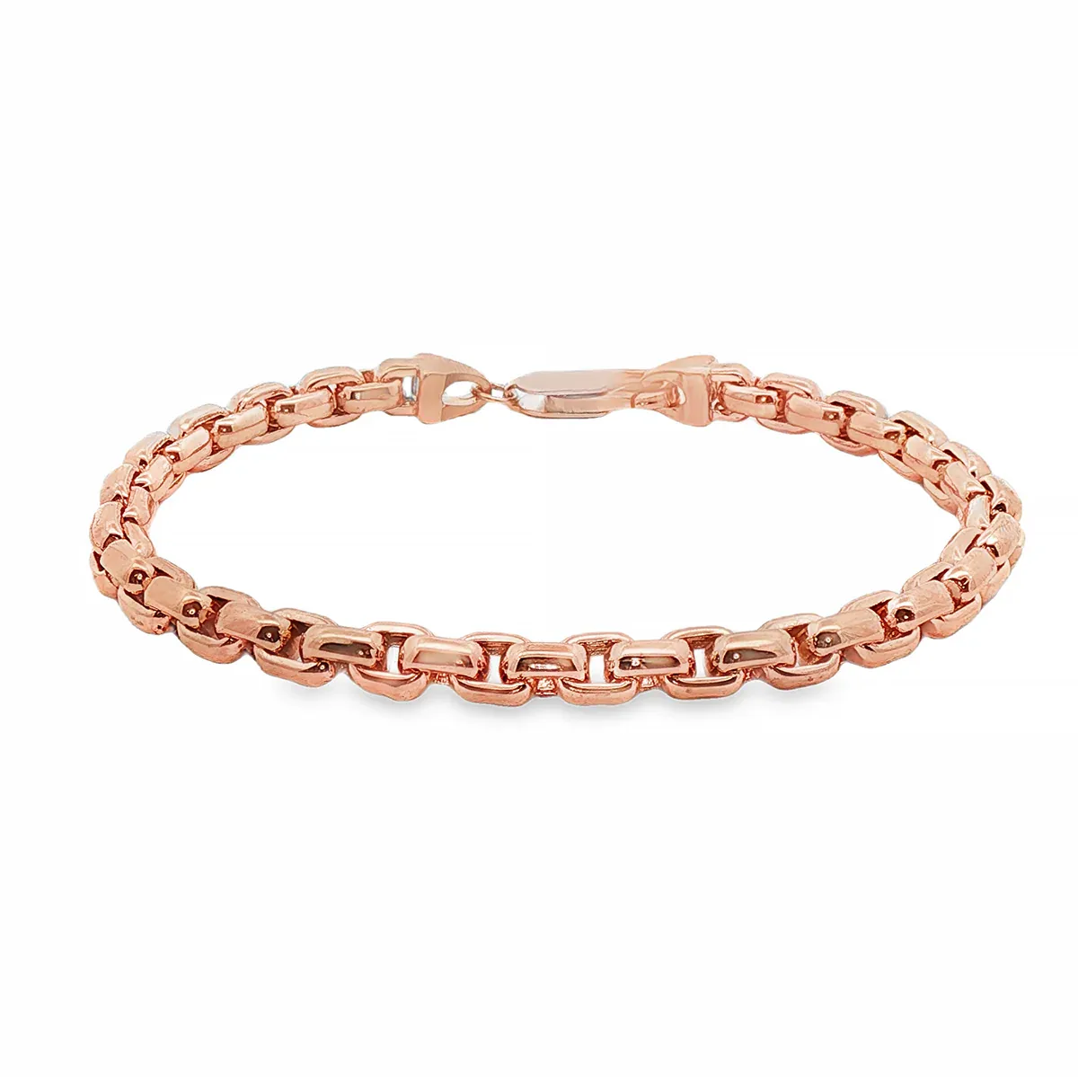 JALGAS - AMERICAS GOLD 14K Rose Gold Solid Round Box Link Bracelet 8.25 Inches 5.5mm 70900