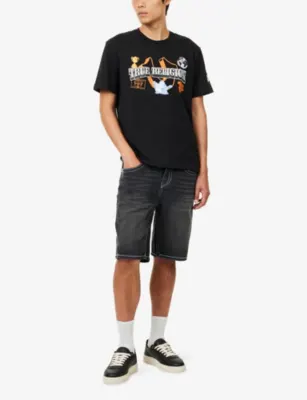 TRUE RELIGION Bobby Baggy Denim Shorts in Deep Silence Black Wash, additional product view 2