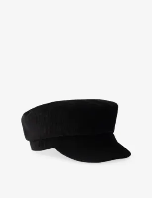 PRADA Newsboy Cotton Corduroy Cap - BLACK - XXL