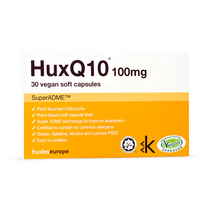 Huxley Europe HuxQ10 100mg CoEnzyme Q10 30 vegan soft capsules, additional product view 2