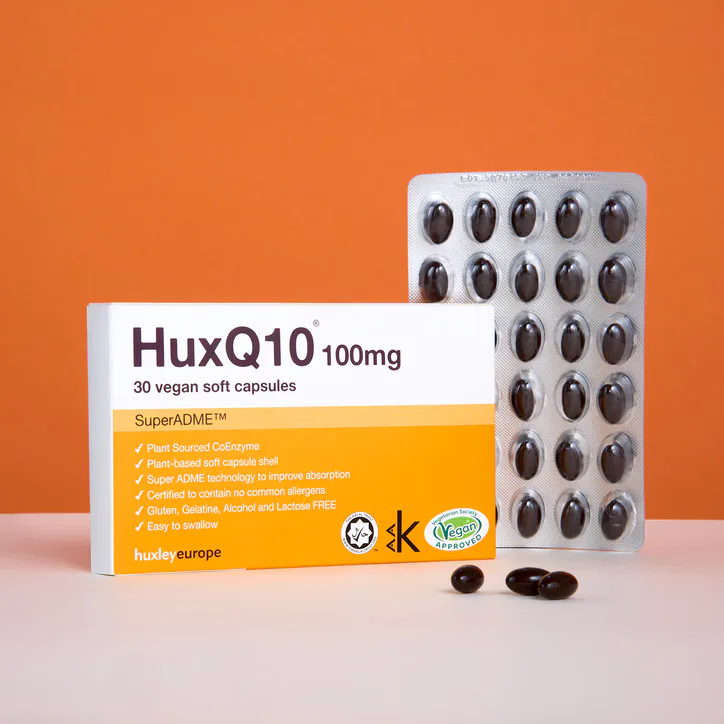 Huxley Europe HuxQ10 100mg CoEnzyme Q10 30 vegan soft capsules, additional product view 3