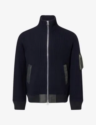 SACAI Stand-Collar Zip-Up Wool Jumper
