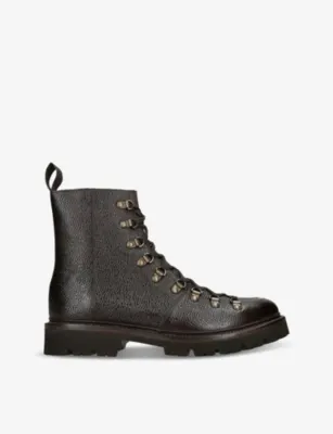 GRENSON Brady lace-up flat leather ankle boots - EUR 42 / 8 UK MEN in Dark Brown – Mens | Boots | Biker boots