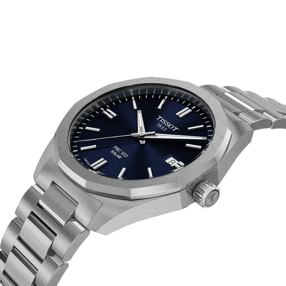 Tissot PRC 100 Solar Quartz 39mm Mens Watch Blue detail 2