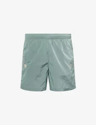 LES DEUX Logo-Embroidered Shiny Crisp Woven Shorts