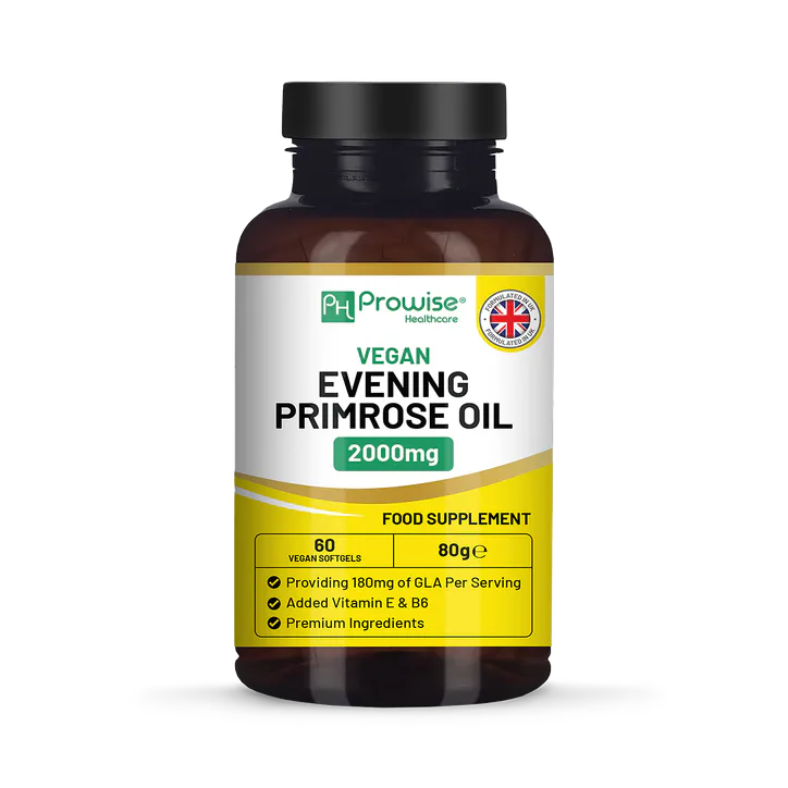 Prowise Healthcare Vegan Evening Primrose Oil 2000mg Added with Vitamin E & B6 60 Softgels