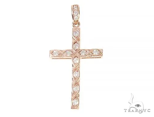 RINA - For Him FACTORY Fancy Oval Round Cut Diamond Cross 65662 in Rose Gold – Pendant