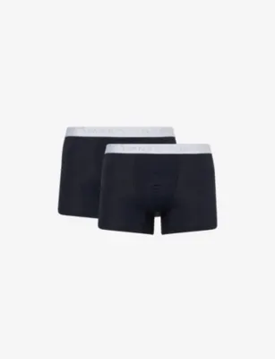 HANRO Pack of two Cotton Essentials stretch-cotton trunks - BLACK / GREY