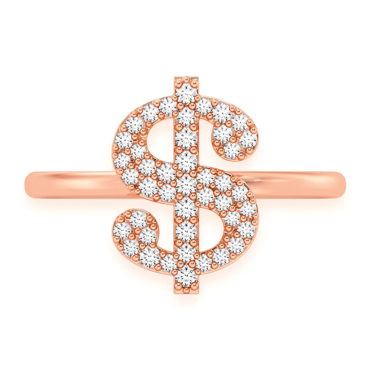 For Him Dollar Sign Diamond Ring in Rose Gold / Natural Diamond – Ring