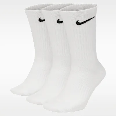 Nike Everyday Lightweight Training Crew Socks (3 Pairs) - White/Black in White/Black – Nike men's and unisex