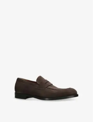 ERMENEGILDO ZEGNA Classic Suede Penny Loafers - EUR 43.5 / 9.5 UK MEN in Dark Brown, additional product view 3