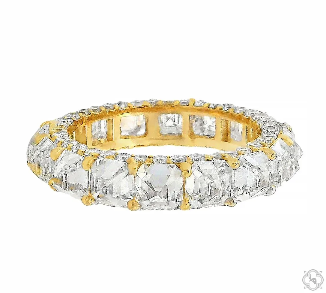 RINA - For Him CUSTOM CVD Upside Down Asscher Diamond Eternity Band 70826 in Rose Gold / 10 – Ring