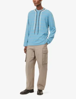 CRAIG GREEN Trek Lace Long-Sleeve Cotton-Jersey T-Shirt in BLUE STRIPE, additional product view 2