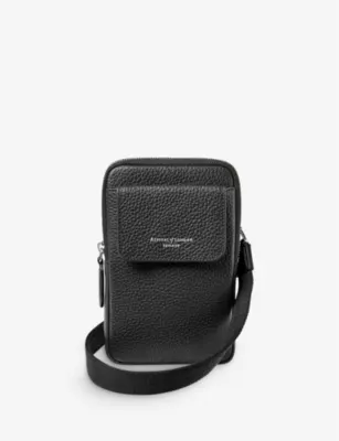 ASPINAL OF LONDON Logo-print grained-leather crossbody phone case