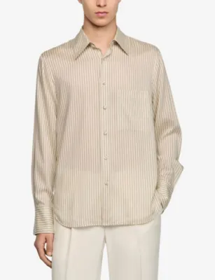 SANDRO Striped Relaxed-Fit Lyocell Shirt detail 3