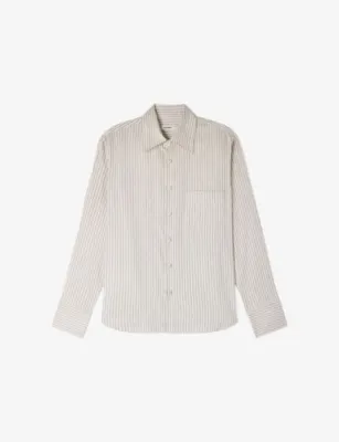 SANDRO Striped Relaxed-Fit Lyocell Shirt