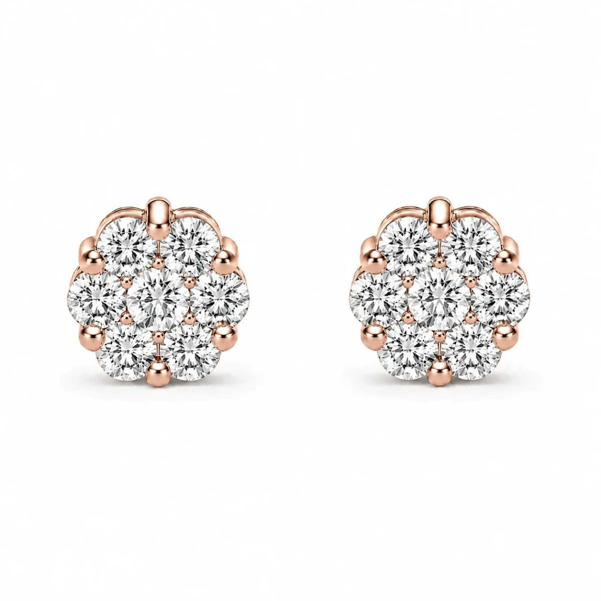 For Him Flower Diamond Studs in 0.50ctw / Rose Gold / Natural Diamond – Earring