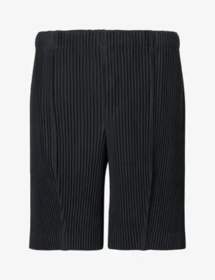 HOMME PLISSE ISSEY MIYAKE Drawstring-Waist Pleated Knitted Shorts in 19-inky Gray – Mens | Trousers & shorts | Shorts