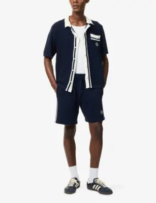 SERGIO TACCHINI Fratelli Contrast-Stripe Cotton Shorts in MARITIME BLUE, additional product view 2