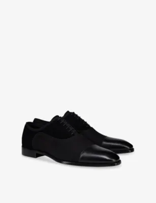 CHRISTIAN LOUBOUTIN Greggory Flat Leather Derby Shoes - EUR 45 / 11 UK MEN in BLACK, additional product view 3