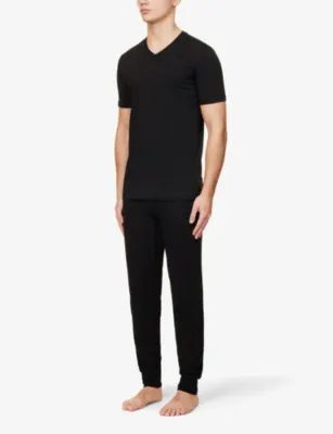 FALKE Regular-fit V-neck stretch-cotton T-shirt detail 2