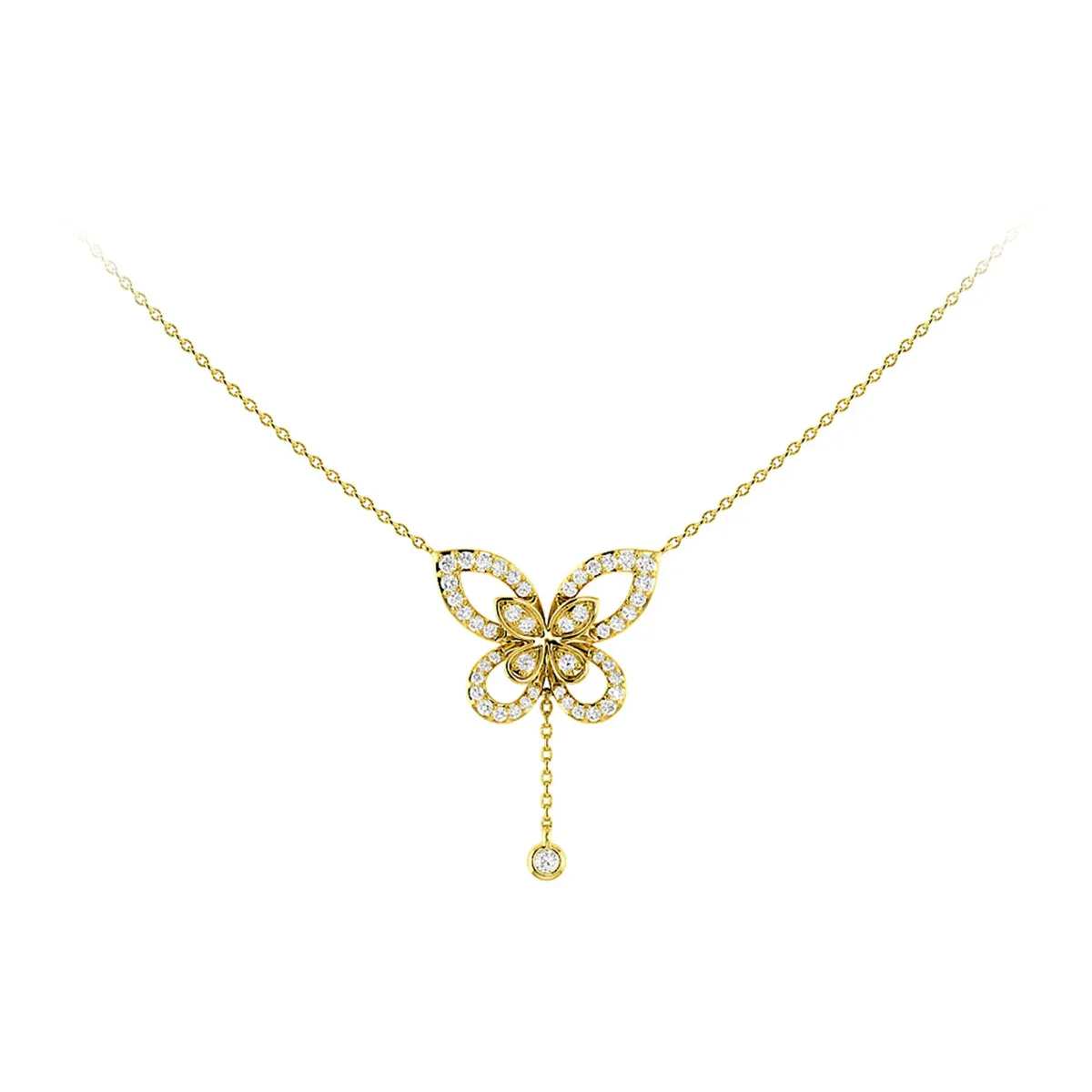 For Him Butterfly Diamond Necklace in Rose Gold / 16" / Lab Grown Diamond – Necklace