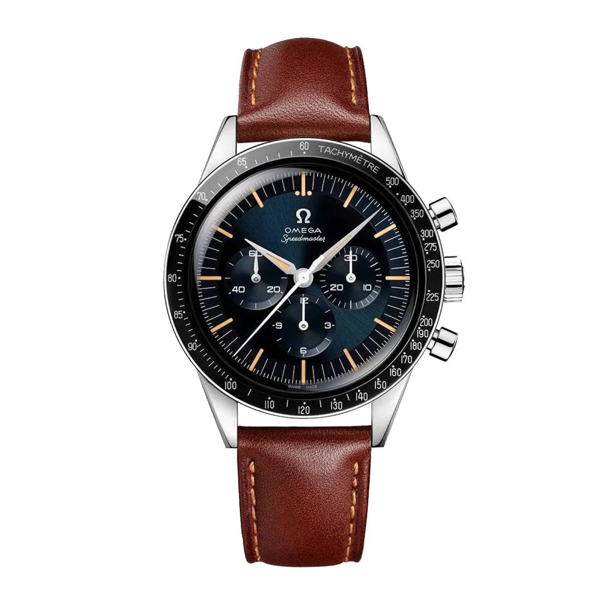 Omega Speedmaster Anniversary Series 40mm Mens Watch Blue -Brown Leather Strap