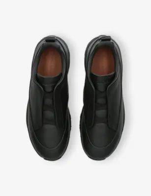 ZEGNA Triple Stitch™ Monte Leather Sneakers - EUR 44 / 10 UK MEN in BLACK, additional product view 2