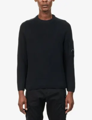 CP COMPANY Brand-Lens Ribbed Cotton-Blend Jumper detail 3