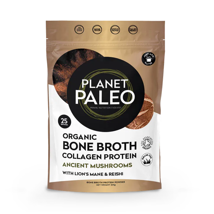 Planet Paleo Organic Bone Broth Collagen Protein Ancient Mushrooms 225g