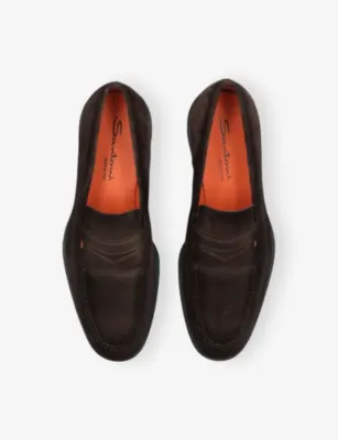 SANTONI Easy Suede Loafers - EUR 39 / 5 UK MEN in Dark Brown, additional product view 2