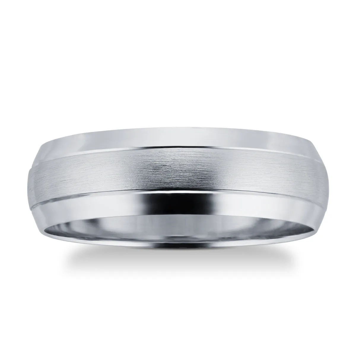 For Him 6mm Gents D Shaped Wedding Band In 9 Carat White Gold