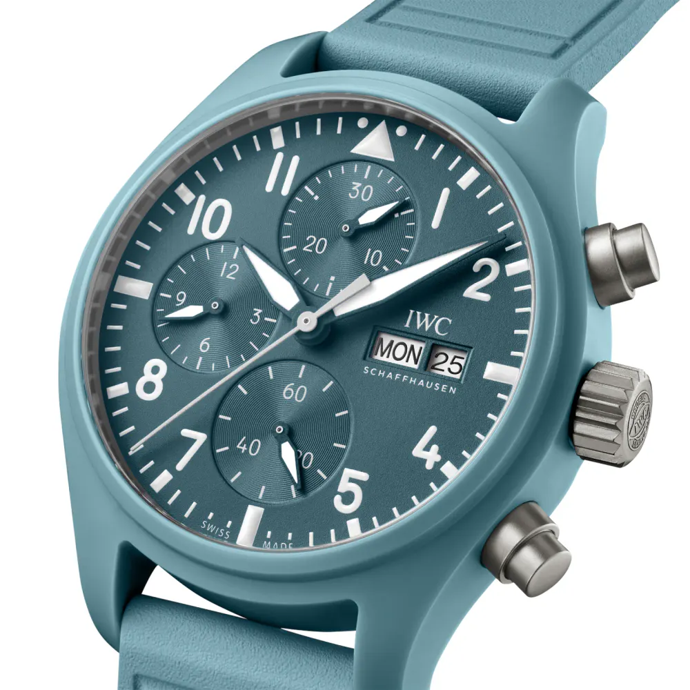 IWC Pilot Automatic Limited Edition 41mm Mens Watch Blue Fabric Strap detail 2