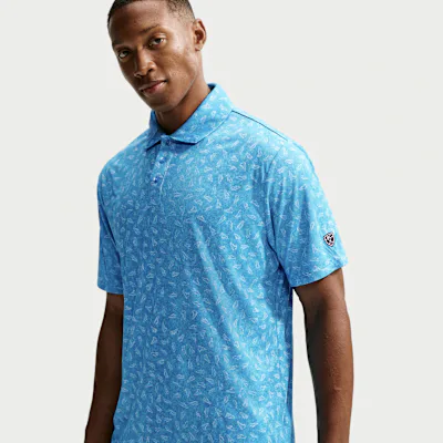 Nike Par Men's Dri-FIT Grass Print Golf Polo - Aurora Blue