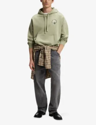 HUGO Branded Matcha Cotton-Jersey Hoody detail 2