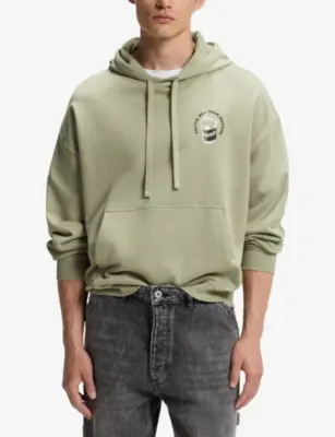 HUGO Branded Matcha Cotton-Jersey Hoody detail 3