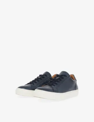 BOGGI Logo-Embossed Leather Trainers - EUR 43 / 9 UK MEN in NAVY BLUE, additional product view 3