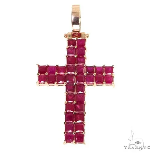 PIA - For Him GEMSTONES Ruby 2 Row Princess Cut Sapphire Cross 67790 67791 in Rose – Pendant