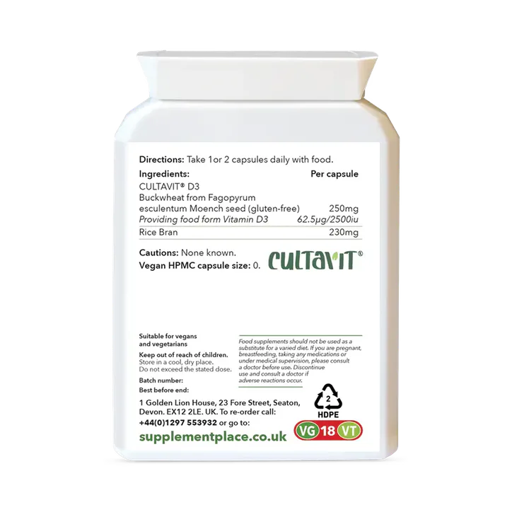 Supplement Place Wholefood Vitamin D3 2500IU/62.5μg | 60 Capsules detail 2