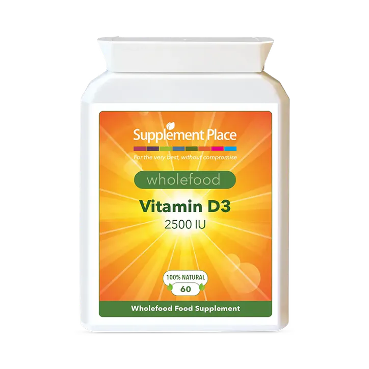 Supplement Place Wholefood Vitamin D3 2500IU/62.5μg | 60 Capsules