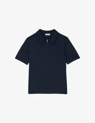 SANDRO Zipped stretch-woven polo shirt - LIGHT YELLOW