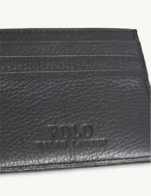 POLO RALPH LAUREN Logo-debossed pebbled-leather cardholder - BLACK detail 3